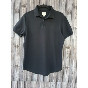 CUTS Small Mens Curve Hem Short Sleeve Polo Shirt Black 100%  Pima Cotton